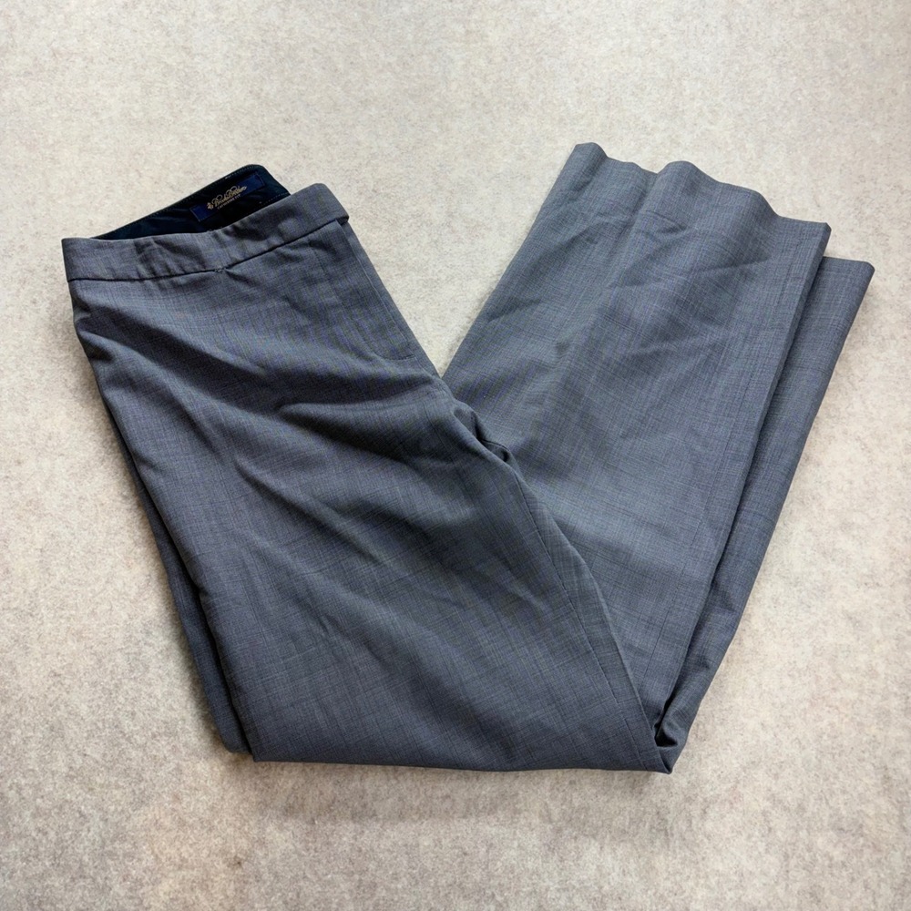 Brooks Brothers Catherine Fit Grey Wool Plaid Wife Leg Trousers Women's 8